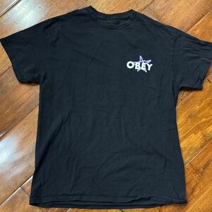 Obey Men’s M Black Tee with Purple Star Logo